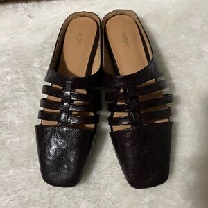 Brown Strappy Women's Leather Mules